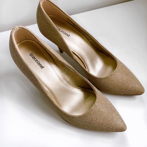 🌟 GRACELAND GOLD SILVER SPARKLE POINTED TOE HIGH HEELS! - Picture 6 of 15